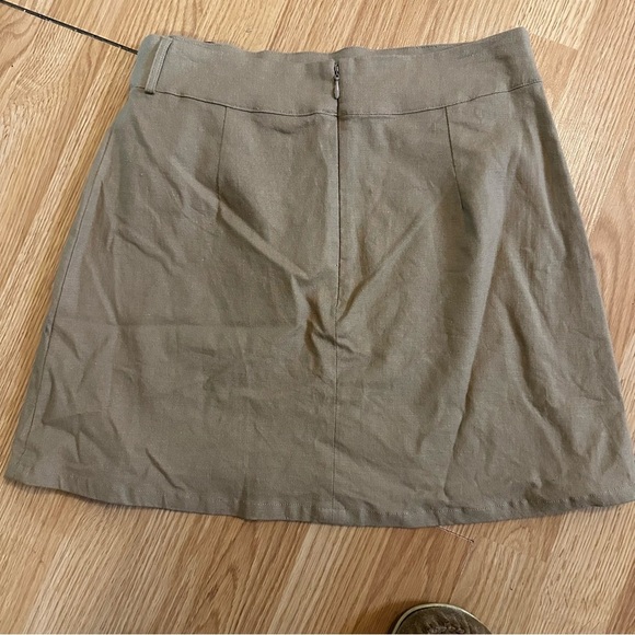 Sadie and sage tan mini skirt cotton linen blend nwt  faux wrap size small - Picture 5 of 7
